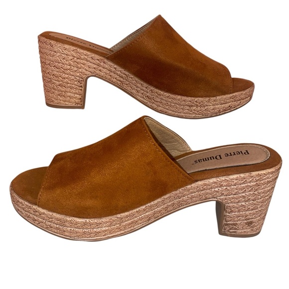 Pierre Dumas Women’s Suede Clogs Cognac/BRN and Natural Size 8-1/2* - Picture 4 of 10